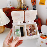 elvesmall Creative Multifunctional Cute Sticker DIY Press Organizer Desktop Makeup Sorting Storage Box Student Stationery Storage Supplies