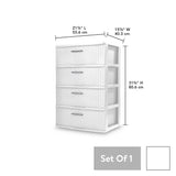 elvesmall Storage Box Organizer 4 Drawer Wide Weave Tower White/Espresso/Cement Optional