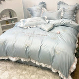 elvesmall High-value Cute Princess Wind Four-piece Set Cotton 100 Cotton Strawberry Embroidery Small Fresh Bed Linen Bedding
