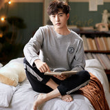elvesmall  Men Pajamas Suit Pure Cotton Autumn Long Sleeves Breathable Plus-size Sleepwear Male Nightwear Set Spring Winter Gentlemen