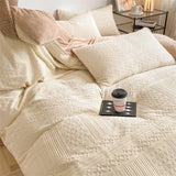 elvesmall Luxury Winter Thicken Warm Velvet Bedding Set Nordic Double Duvet Cover Set 4pcs Plush Queen Quilt Cover Bed Sheet Pillowcase