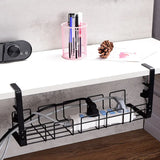 elvesmall Under-desk Cable Management Rack Hanger Punch free Hanging Wire Storage Organizer Wire Power Board Adapter Holder Basket Shelf