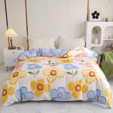elvesmall Yellow Floral 100% Cotton Duvet Cover Rose Pattern Comforter Covers Elegant Flowers Botanical Bedding All Season for Women Girls