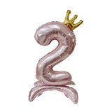 elvesmall  32 Inch Crystal Gradient Number Stand Foil Balloons with Crown Figures Globos 0-9 Birthday Party Decorations Wedding Baby Shower