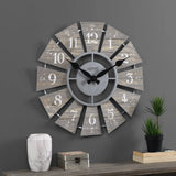 elvesmall Gray Numeral Windmill Wall Clock 24 X 2 X 24 in Analog Decoration for Bedroom Farmhouse Large Living Room Wall Clock Decor Home