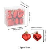 elvesmall 12Pcs/1Set Red Love Heart Pendants Ornament Valentine Day Decoration Anniversary Wedding Party Romantic Gifts Decor Supplies