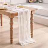elvesmall  6PCS European Crease Cloth Table Runner Boho Style American Tabletop Decor Wedding Banquet Festive Birthday Party Table Path