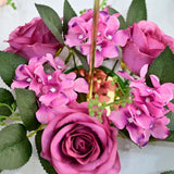 elvesmall 20CM Candlestick Garland Wreath Artificial Rose Candle Holder Flower Ring Home Party Wedding Table Decoration