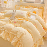 elvesmall Winter Velvet Duvet Cover Set Thick Warm Double-sided Plush Quilt Cover Bed Sheet Pillowcase Home Textile Bedding Set 4pcs