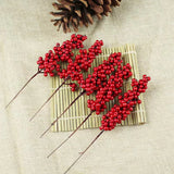 elvesmall 5/10pcs Artificial Red Berries Bouquet Fake Flower Christmas Tree Decoration Gift Box Decoration Accessories Wedding Party Decor