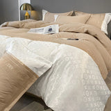 elvesmall Thickened Quilt Cover Bedding Set Luxury Embroidered Home Bed Linen Set Jacquard Duvet Cover Pillowcases 3/4 Pieces Set