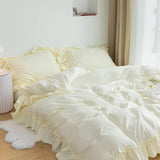elvesmall  Elegant Bedding Sets Luxury Bed Linen Princess Cute Ruffle Duvet Cover Bed Sheet and Pillowcases Queen King Bed Comforter Sets