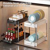 elvesmall Kitchen Pull Out Dish Racks With Drainboard Drawer Storage Sliding Mesh Cabinet Basket for Accessorie Pull Out Cabinet Organizer