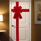 elvesmall 24X33CM Hanging Door Bow Ribbon Big Red Bows for Wedding Christmas Holiday Front Door Party Home Decorations DIY Supplies