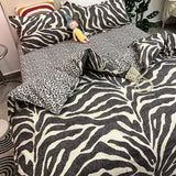 elvesmall  Floral Bedding Set with Flat Sheet Quilt Duvet Cover Pillowcase Bed Linens Boy Girl Single Double Queen Size Home Textile