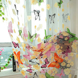 elvesmall 1PC Tulle Curtain For Bedroom Kitchen Kids Room Decoration Louver Window Treatments Romantic Butterfly Pattern Sheer Drape