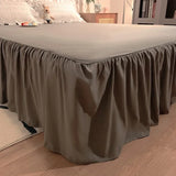 elvesmall  Pink Ruffled Seersucker Duvet Cover Set 3/4pcs Soft Lightweight Down Alternative Grey Bedding Set with Bed Skirt and Pillowcases