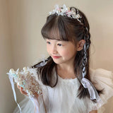 elvesmall Elegant Girls Pearl Headbands Children Bridal Wedding Headband Hair Headdress Flower Wreath Bride Garland Head Hoop Hair Jewelry