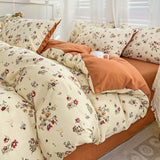 elvesmall Washed Cotton Bedding Cover Set with Pillowcase bed sheet Single Full Size Bed Linen Duvet Cover Set Queen/King Double Size
