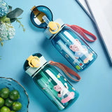 elvesmall  -  1pc 400ml Kids Water Sippy Cup With Straw Cartoon Leakproof Water Bottles Outdoor Portable Drink Bottle Children's Lovely Cup