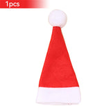 elvesmall  1-10Pcs Mini Santa Hat Christmas Tableware Holder Bottle Wine Bottle Covers Velvet Lollipops Caps Cover Hats Xmas Party Decor