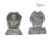 elvesmall 4pcs Horror Skull Foam Fake Tombstone Halloween Outdoor Ornaments Happy Halloween Party Decoration Props Haunted House Decors