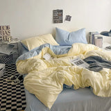 elvesmall Solstice Home Textile Solid Light Blue Bed Flat Sheet Pillowcase Duvet Cover Bedding Set Girl Kid Teenage Bed Linen Bedclothes