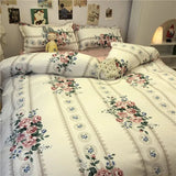 elvesmall Ins Nordic Flower Duvet Cover Set With Pillowcase Fashion Design Bed Flat Sheet Girls Women 3/4pcs Bedding Set Twin Queen Size