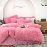 elvesmall  Winter super warm bedding set solid color plush bed sheet duvet cover camel velvet duvet double pillowcase 4-piece Dropshipping