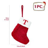 elvesmall Christmas Socks Knitting Snowflake Letter Stocking Christmas Decoration For Home 2024 Xmas Tree Ornament Gift Navidad Natal 2024