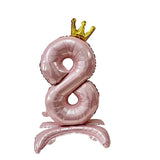 elvesmall  32 Inch Crystal Gradient Number Stand Foil Balloons with Crown Figures Globos 0-9 Birthday Party Decorations Wedding Baby Shower