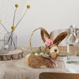 elvesmall  Artificial Straw Easter Rabbit Holiday Wedding Indoor Outdoor Festival Supplies Decoration Rabbit Doll Animal Model Filled Eggs