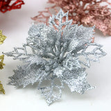 elvesmall (10pcs) Artificial Christmas Tree Flower Glitter Decorations Xmas Ornaments New Year Gift