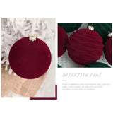 elvesmall 12pcs 8cm Christmas Balls Ornament Flocked Christmas Tree Ball Decorations Plastic Velvet Balls Xmas Decorative Hanging Ornament