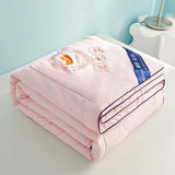 elvesmall Cool Ice Silk Thin Quilt Soybean Fiber High Quality Cold Bedding Quilts for Summer Mechanical Wash Quilted Comforter Queen Size