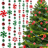 elvesmall  2.4 Meter Christmas Tree Acrylic Red Green Candy Beaded Decoration Chain Pendants Christmas Tree Hanging Xmas Party Favors
