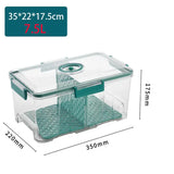 elvesmall  Vacuum Food Storage Container Transparent Fridge Organizer with Drain Net Large Capacity Food Dispenser for Kitchen Storage Box