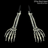 elvesmall Halloween Realistic Skull Skeleton Head Human Hand Arms for Halloween Party Home Garden Lawn Decor Haunted House Horror Props