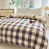 elvesmall Black Buffalo Plaid Cotton Duvet Cover Love Printed Reversible Comforter Covers Only, White Checkered Geometric Nordic Bedding