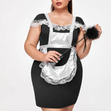 elvesmall  Plus SIze Sexy Lingerie Women Maid Dress Cosplay Costume Servant Schoolgirl Uniform Babydoll JK Dress Role Play Exotic Lingerie