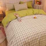 elvesmall Blue Checkerboard Print Bedding Sets Nordic Duvet Cover Simple Lattice Quilt Cover Bed Sheet For Kdis Adults Bedclothes