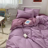 elvesmall Cute Bear Embroidery Bedding Set Lovely Cartoon Sheep Single Double Duvet Cover Set Soft Skin Friendly Quilt Cover Pillowcase