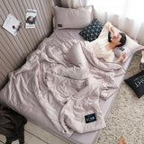 elvesmall High-end Comfortable Summer Double Quilt Stain Silky Comforter Bedding Sets Light Airy Summer Quilted Blanket Machine Washable