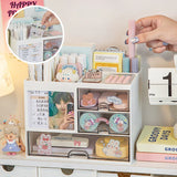 elvesmall Desktop Storage Box Organizer Desk Pen Holder Transparent Stationery Drawer Storage Rack Multi-functional Student Organizing Box