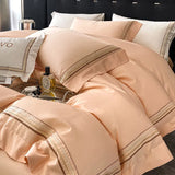 elvesmall  Luxury Egyptian Cotton Bedding Set Embroidery Duvet Cover Set Quilt Cover Fitted/Flat Sheet Pillowcase  Home Textiles Bedspreads