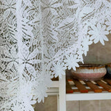 elvesmall 1PC Romantic Hollow Lace Short Curtain for Kitchen White Sheer Drape Cabinet Dustproof Study Special Rod