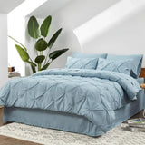 elvesmall Duvet cover set of 7 pieces, pinched light blue Cali king-size bedding set with comfort set, bed linen