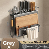 elvesmall  Multi-function Kitchen Knife Holder  Wall-mounted  Chopsticks Tube Rack Drain Integrated Storage Organizer Knives Hanger Hooks