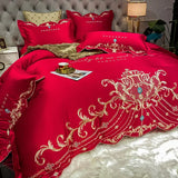 elvesmall European-Style Bed Sheet Four-Piece Set 100 Cotton High-End Atmospheric Ice Silk Quilt Cover Pure Cotton Bedding