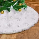 elvesmall 78/90/122 CM Christmas Tree Skirt White Faux Fur Xmas Sequin Carpet Mat Home Party Decorations